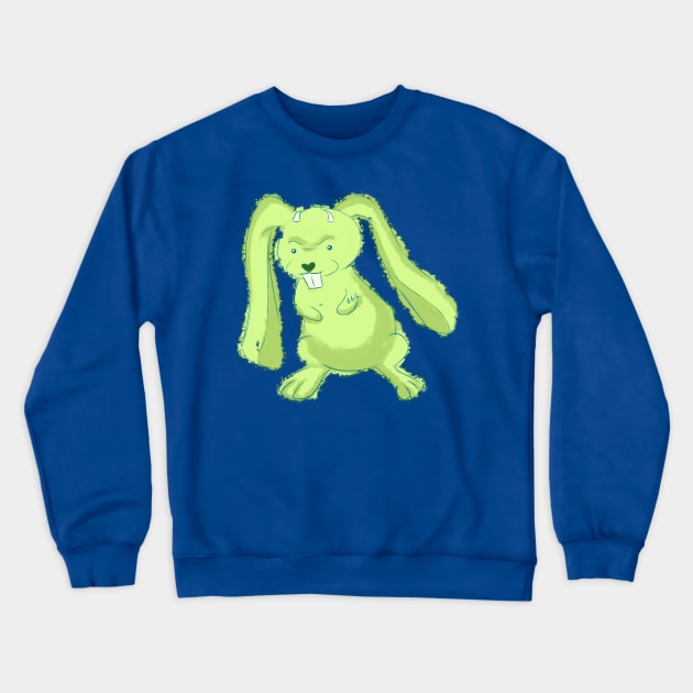Green evil cute rabbit Crewneck Sweatshirt by Demonic cute cat